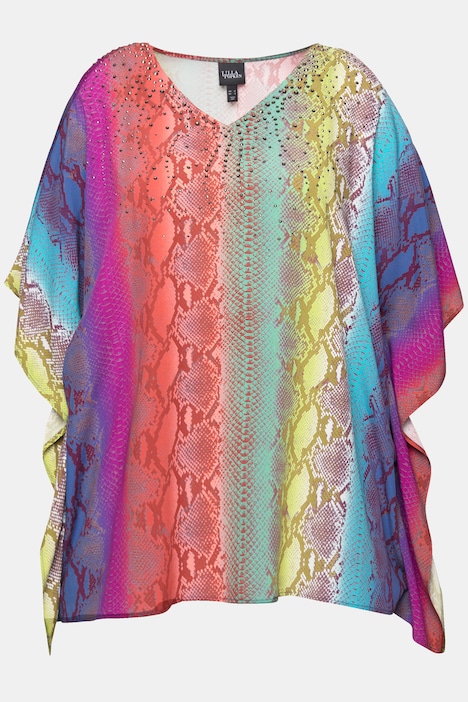 Blusen-Poncho, oversized, Schlangen-Druck