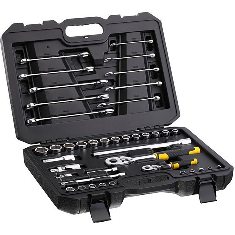 Clés à cliquet, à douille et mixtes 72 dents avec accessoires Stanley - Coffret de 41 pièces