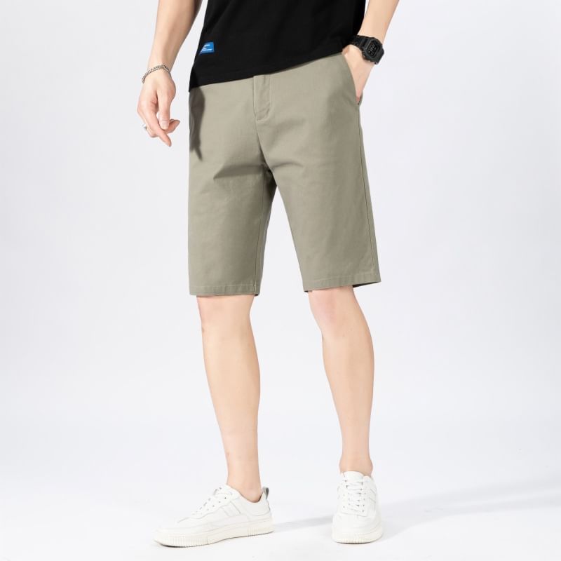 Lefitt - Effen shorts met elastische taille