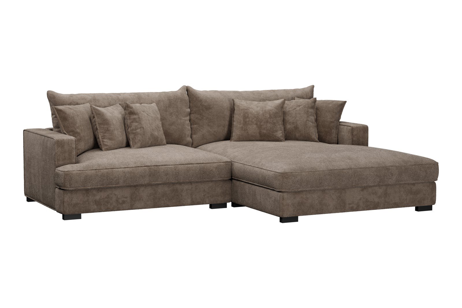 Rossi 2-seter med XL sjeselong høyre Tekstil Genesis 6 Mink, arm A med sorte ben. Std. Komfort.