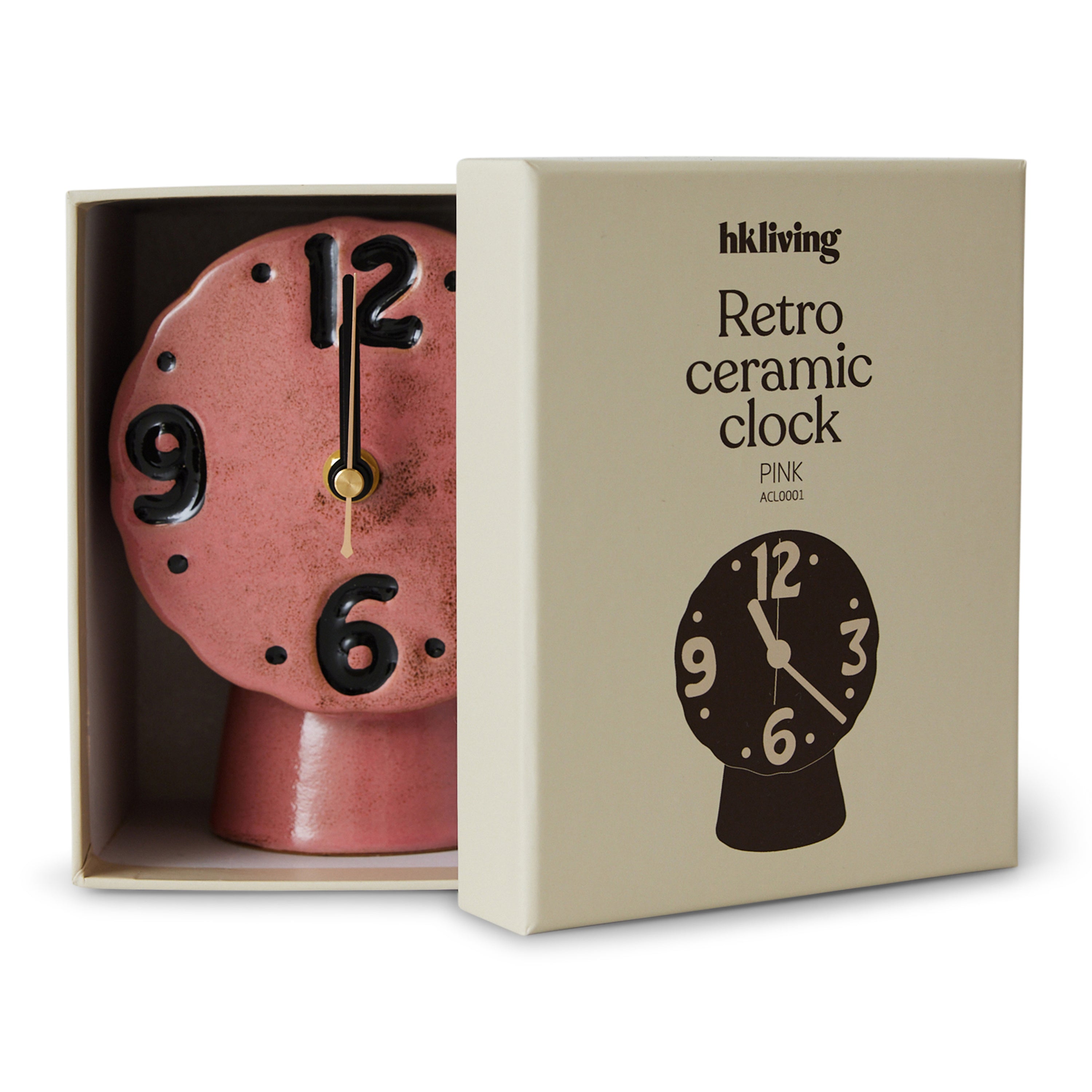 HKliving Retro Ceramics Tafelklok - Pink