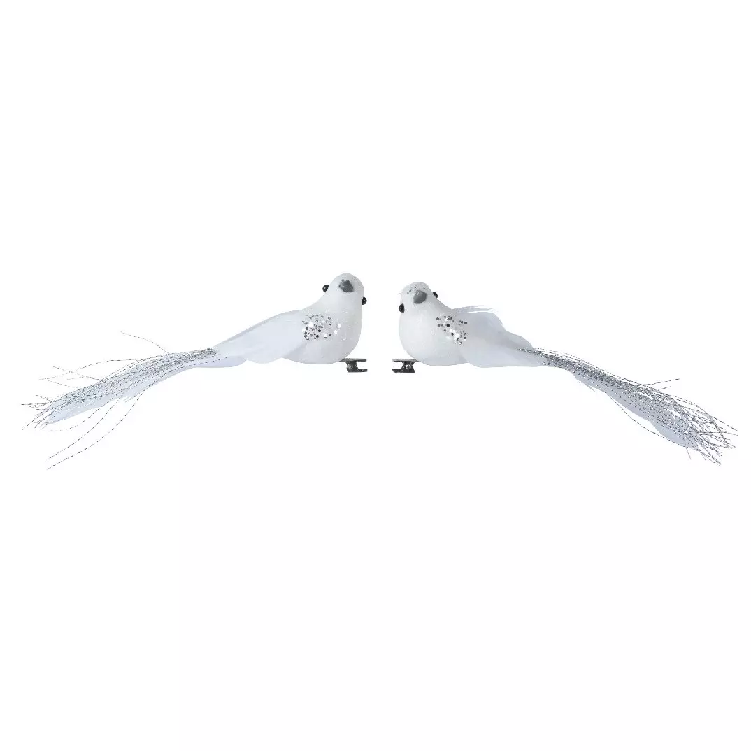 Lot de 2 oiseaux du Paradis (H4,5 cm) Blanc