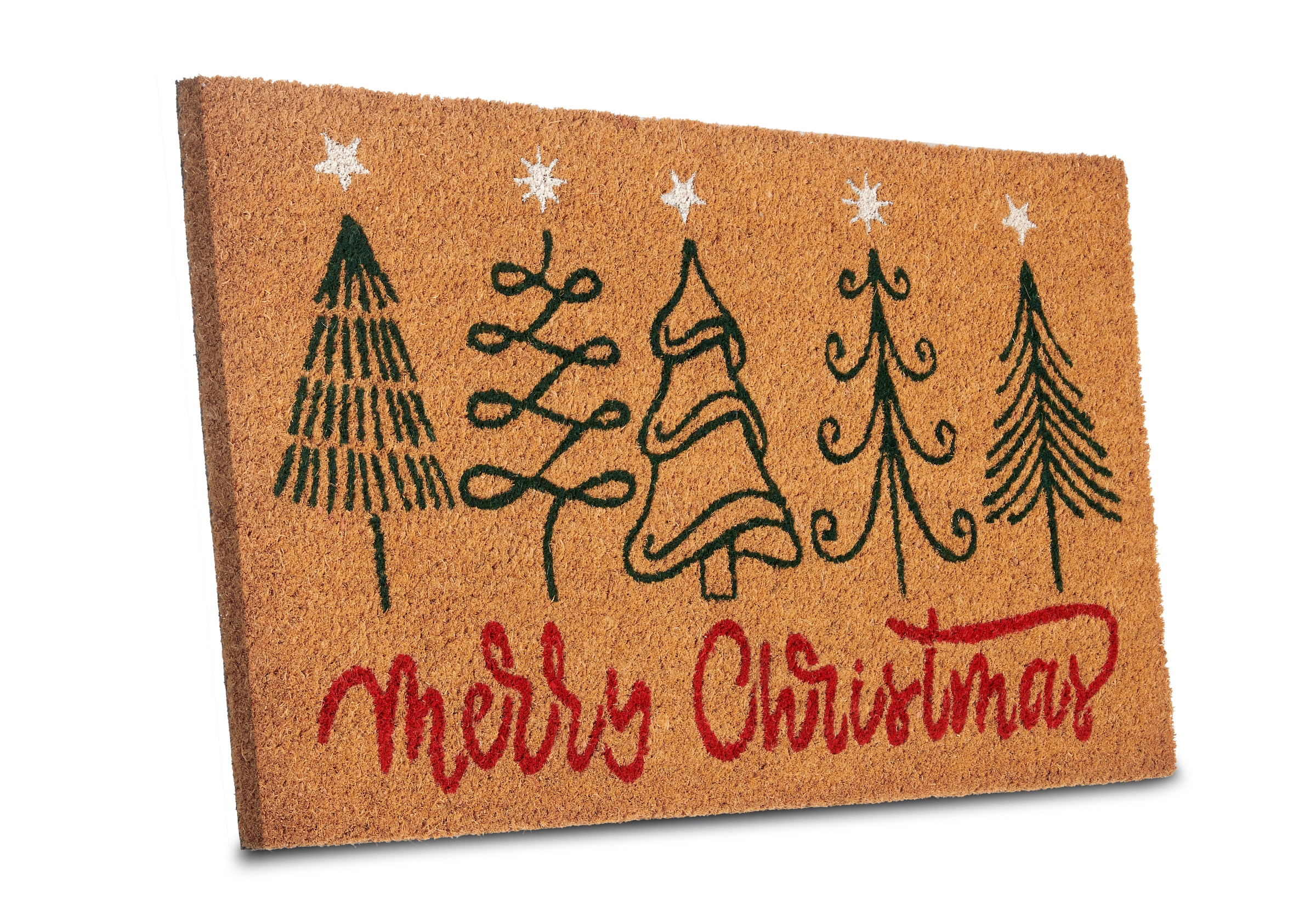 HANSE Home Fussmatte »Kokos Five Christmas Trees, Türmatte« rechteckig 15 mm Höhe Schmutzfangmatte, Rutschfest, Outdoor, Weihnachten, Kokosmatte, Flur