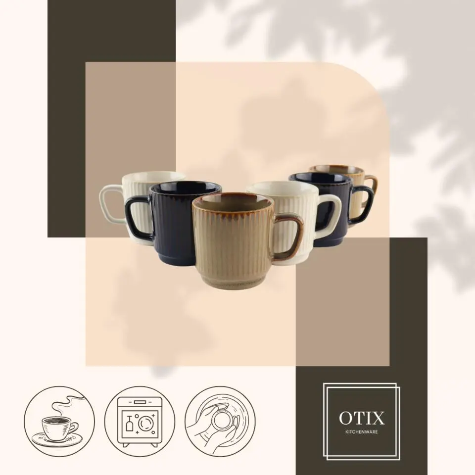 OTIX Koffiekopjes 6 Stuks 270 ml Div. Kleuren Keramiek