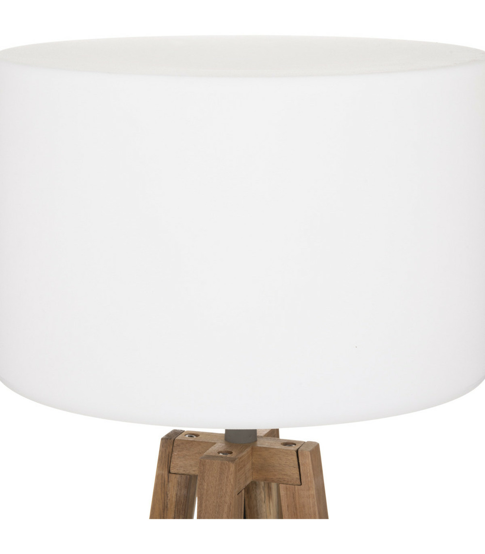Lampadaire d'extérieur pieds en bois d'acacia et abat-jour blanc h 148 cm