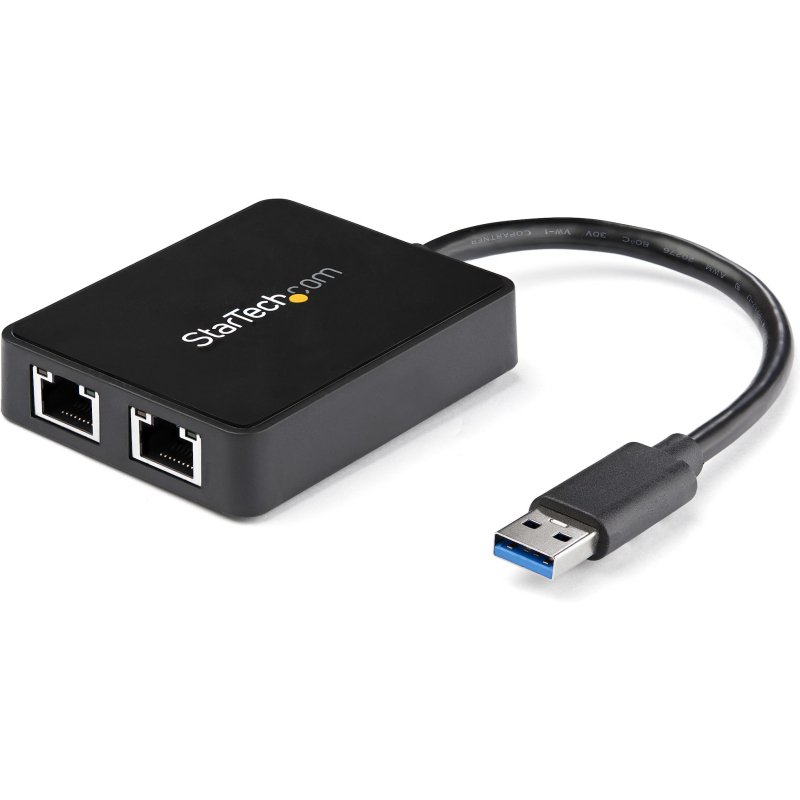 StarTech.com Adaptateur USB 3.0 à Double Port Gigabit Ethernet avec port USB - 10/100/100 - Adaptateur NIC Réseau USB Gigabit LAN