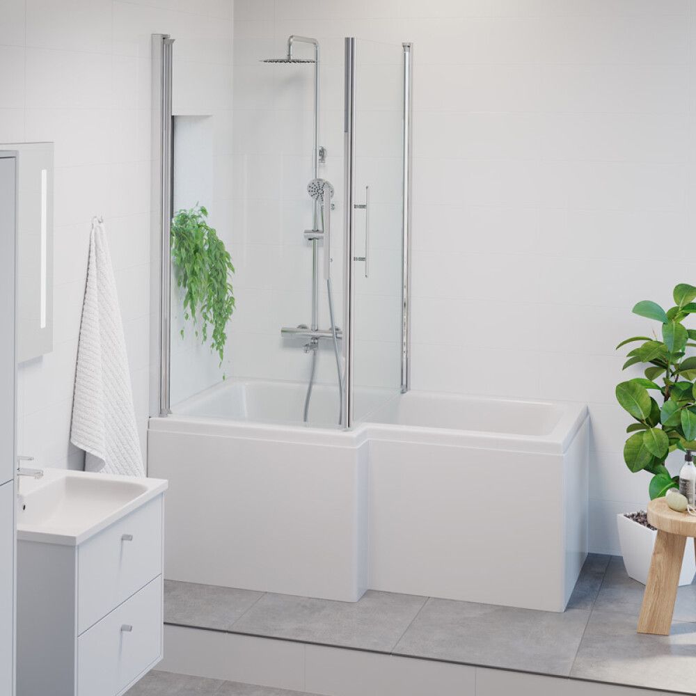 BADEKARSVEGG CAMARGUE SKÄRGÅRD KROM KLARGLASS 80X150CM