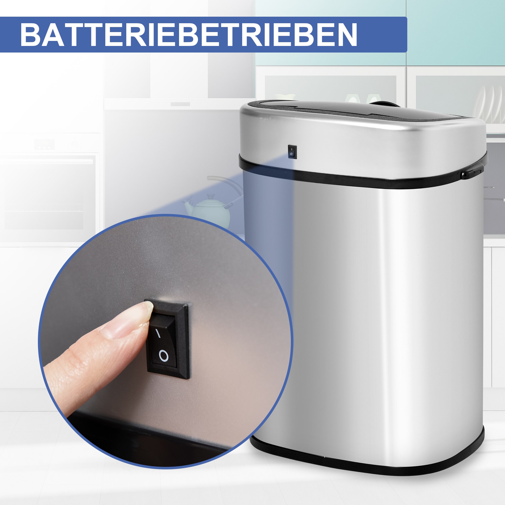 HOMCOM Abfalleimer mit Infrarotsensor silber 40,9 x 28,9 x 75 cm (LxBxH)