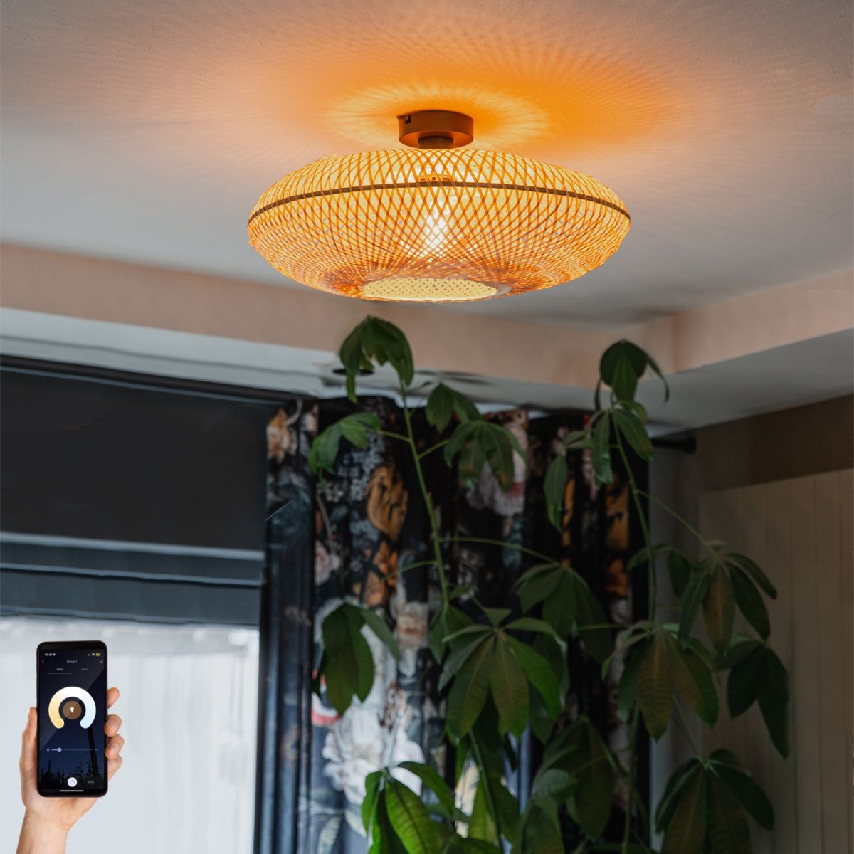 Smart plafondlamp bamboe 50 cm incl. Wifi G95 - Ostrava