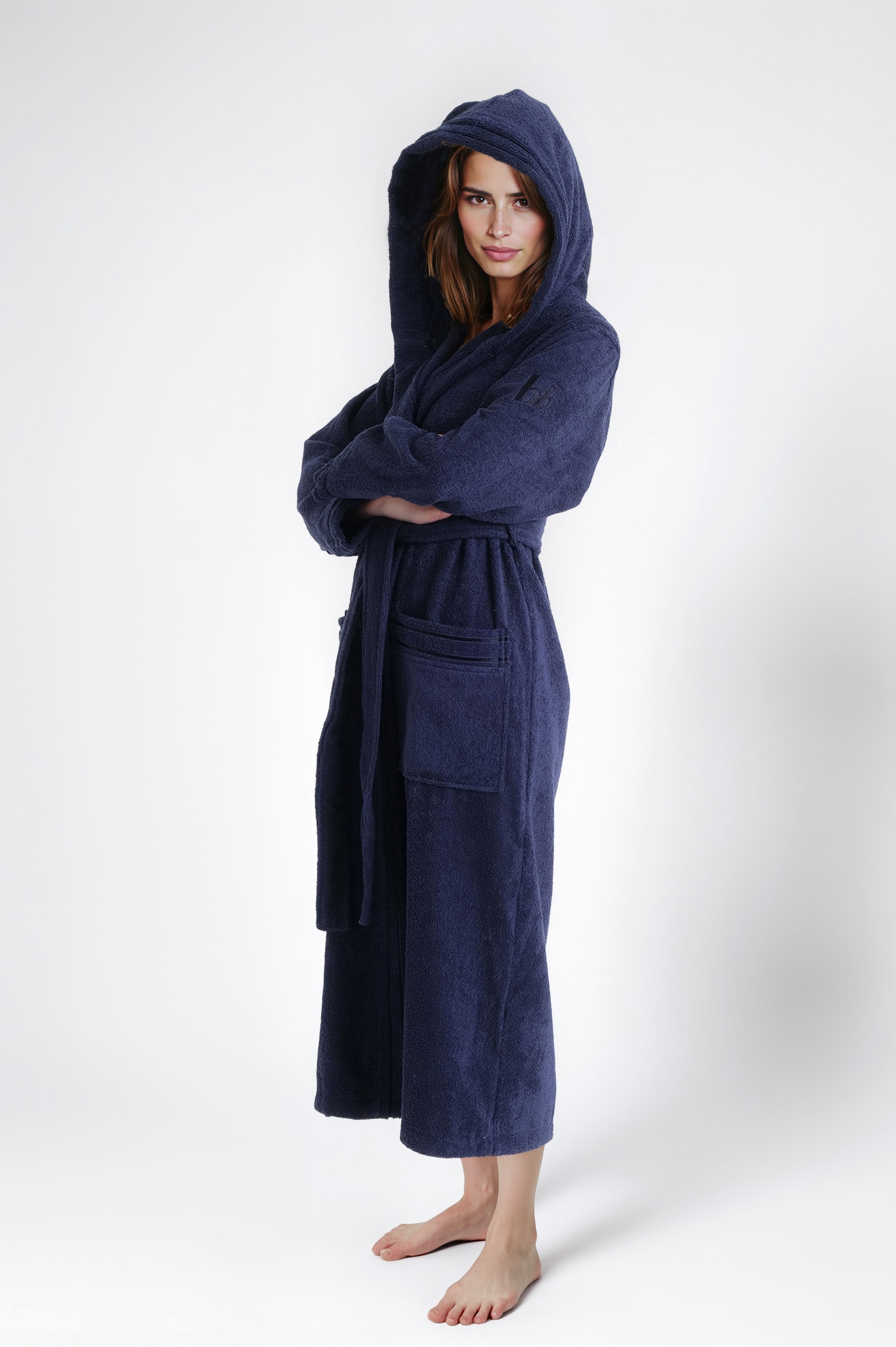 Bruno Banani Damenbademantel »Clement, ideal für Sauna & Spa, Hotelbademantel, Morgenmantel«, 1 Stk. 100% Baumwolle, einfarbig, glänzende Streifen-Bordüre, Taschen, XS-3XL