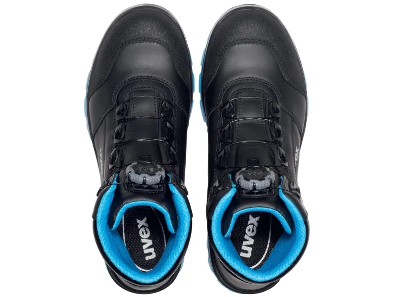 Uvex xenova BOA S1P, Unisex, Voksen, Sikkerhedsstøvler, Sort, Blå, ESD, S1P, Hurtig luk snørebånd