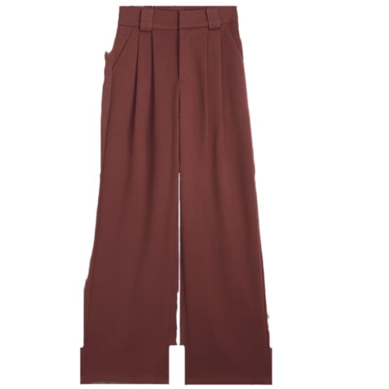 Jaqmine - Hoge taille, effen, wijde broek