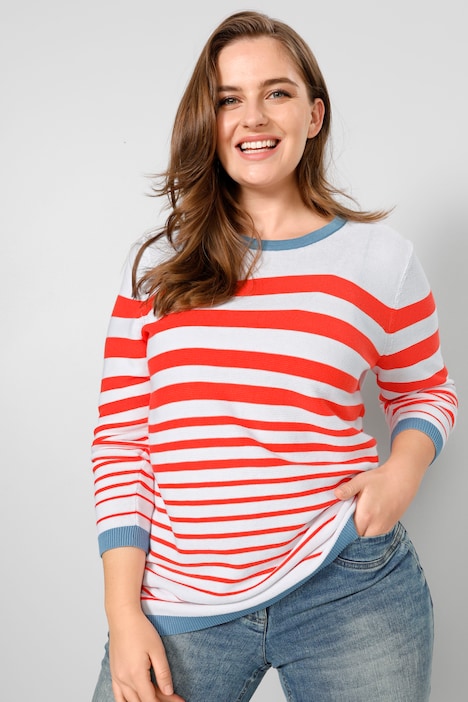 Long-Pullover, Straight Fit, Ringelmuster, Rundhals, Langarm