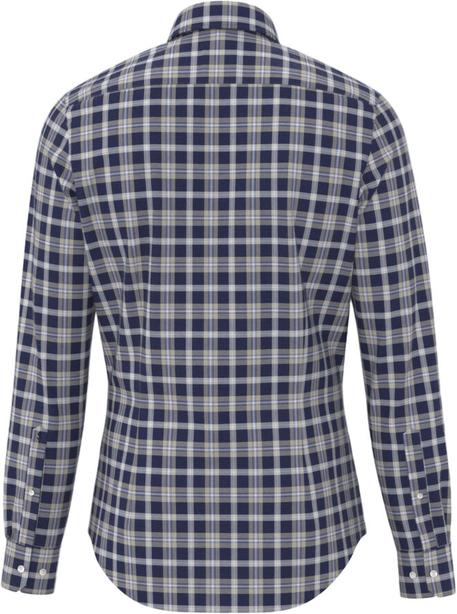 Seidensticker Flannel shirt Slim Long sleeve Button-Down-Collar Check Blue