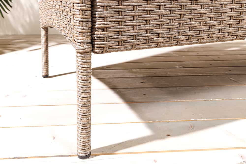 Moderne Gartenbank PORTOFINO 140cm natur beige Polyrattan Sitzbank mit Tisch wetterfest