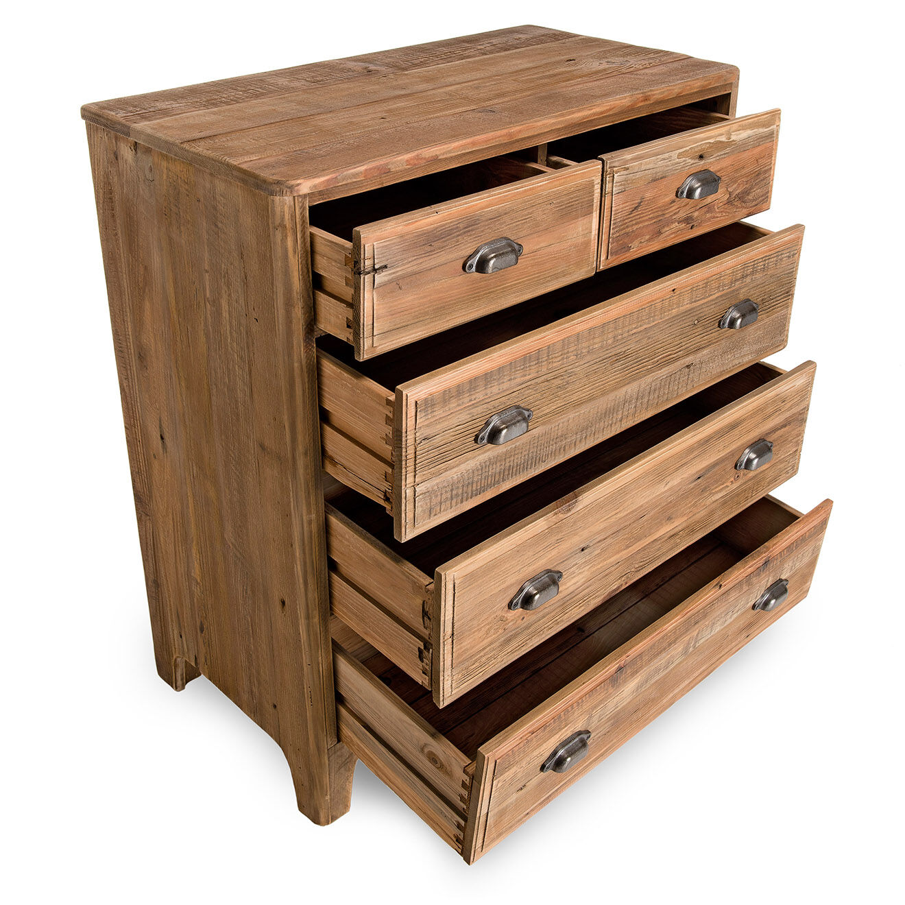 Macabane Meuble chiffonnier 5 tiroirs Sandy bois naturel  - 90x48x100 cm