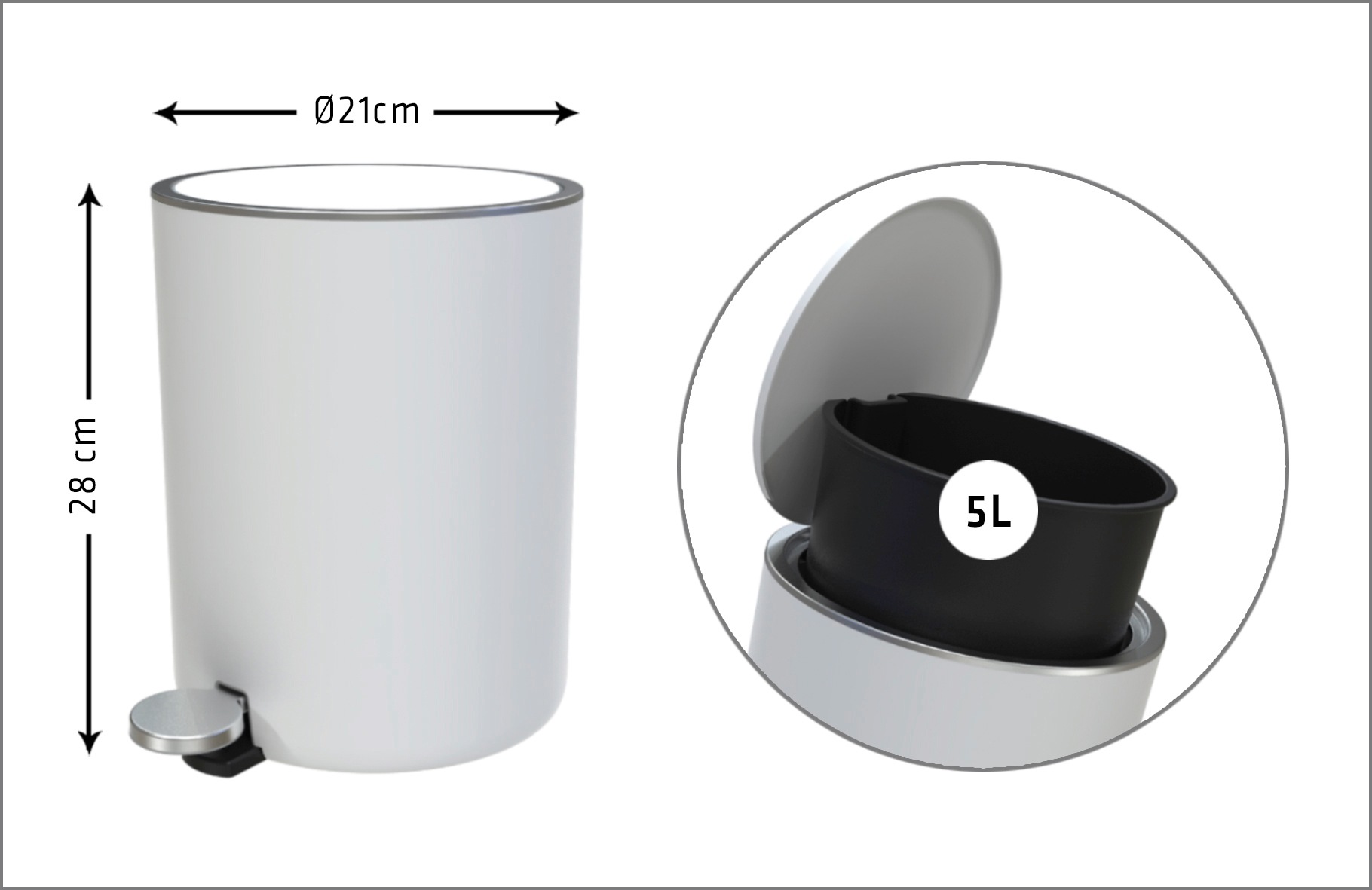 Bischof Kosmetikeimer »Piaso« 1 Behälter Ø 21 cm, Höhe 28 cm, Fassungsvermögen 5,5 l