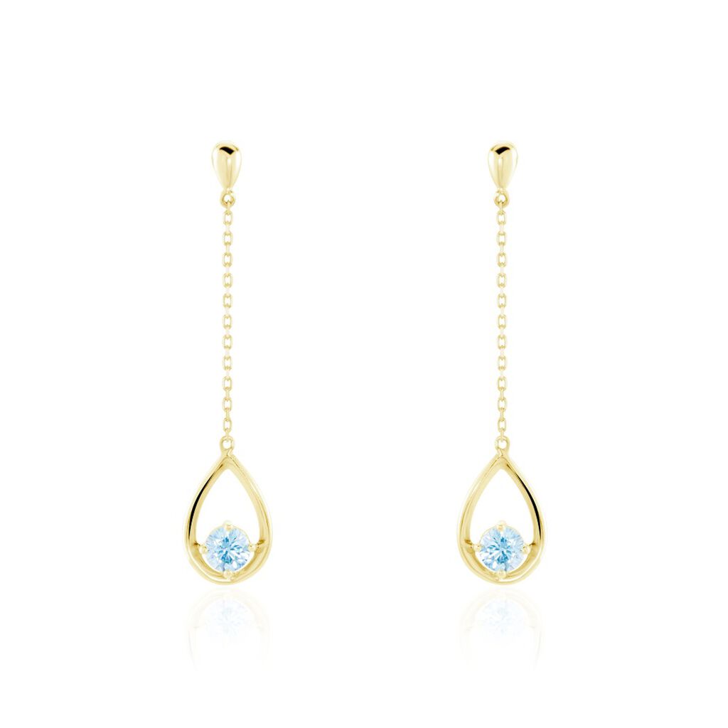 Boucles D'oreilles Pendantes Or Jaune Ossian Topaze