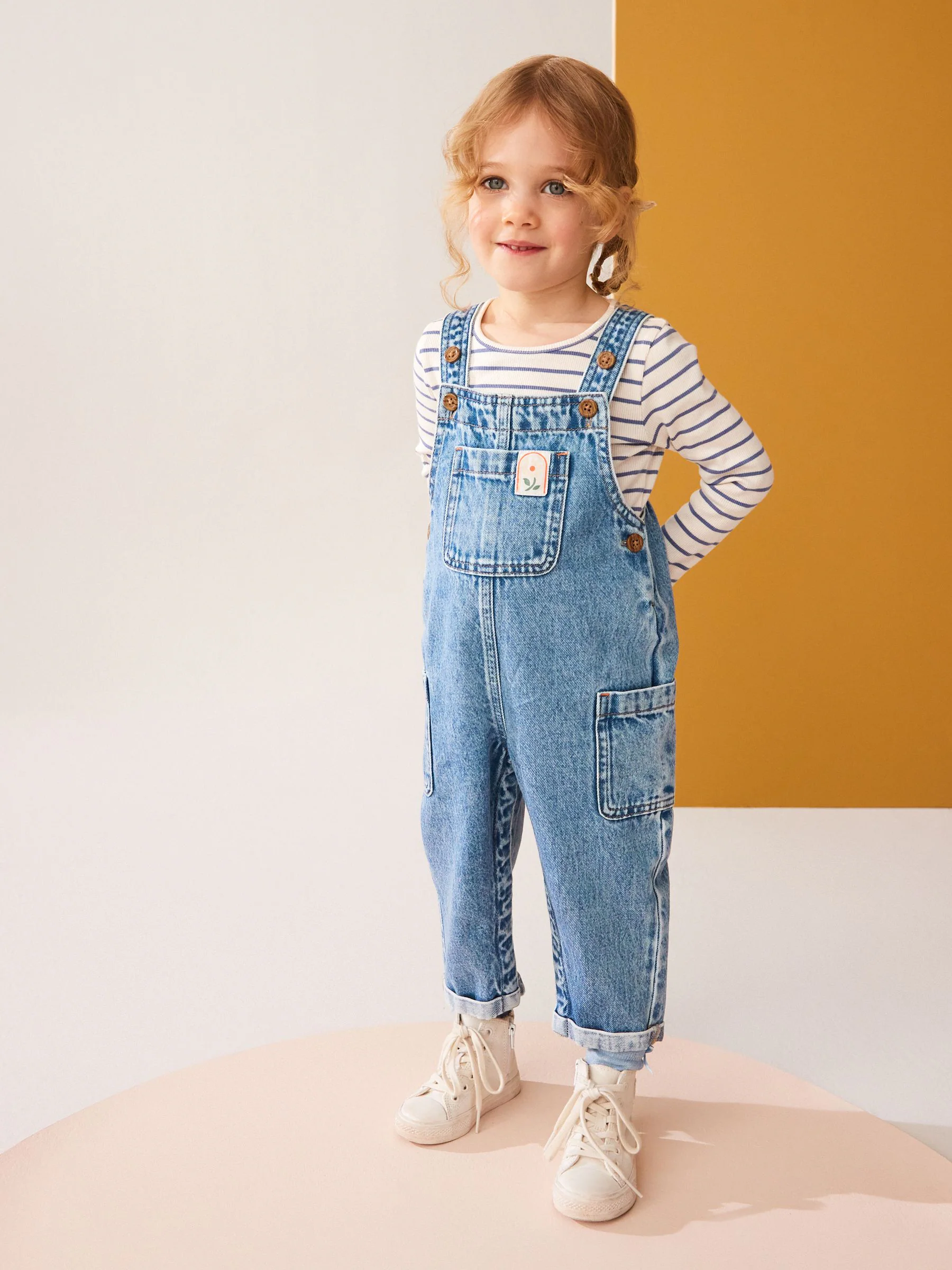 Denim - 100% katoenen bretelbroek (3 mnd-7 jr)