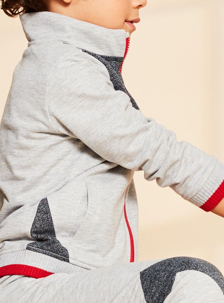 Haut de jogging gris souris à broderie M