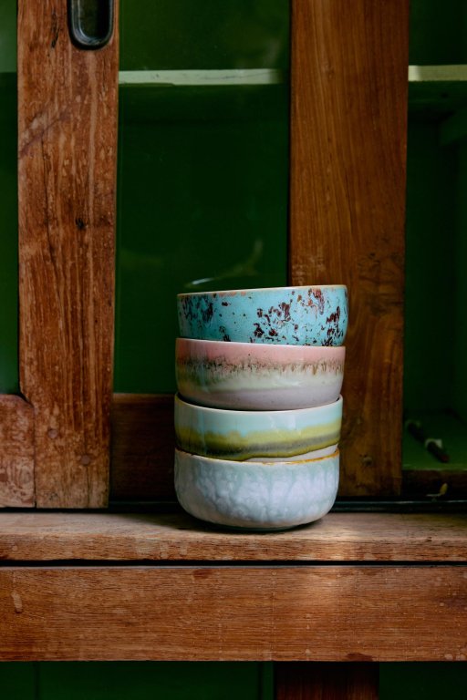 HKliving 70's Ceramic Dessert schaal set van 4 humus