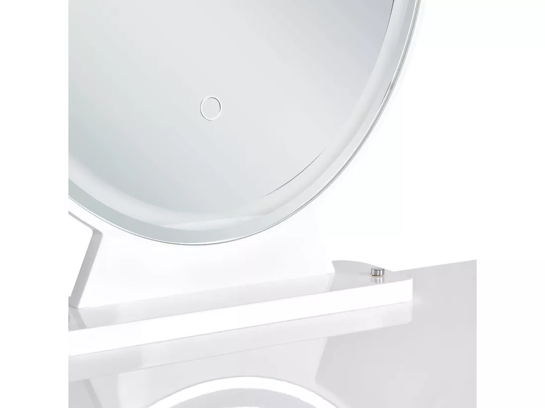 Coiffeuse avec miroir et tabouret CAEN LED Blanc