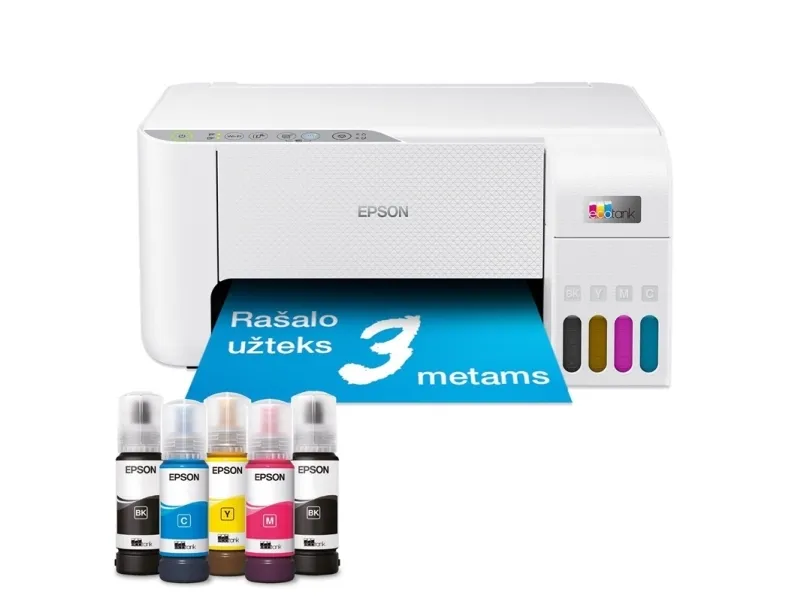 Epson EcoTank L3276 - Multifunktionsprinter - farve - blækprinter - ITS - A4/Legal (medie) - op til 10 spm (udskriver) - 100 ark - USB, Wi-Fi - hvid