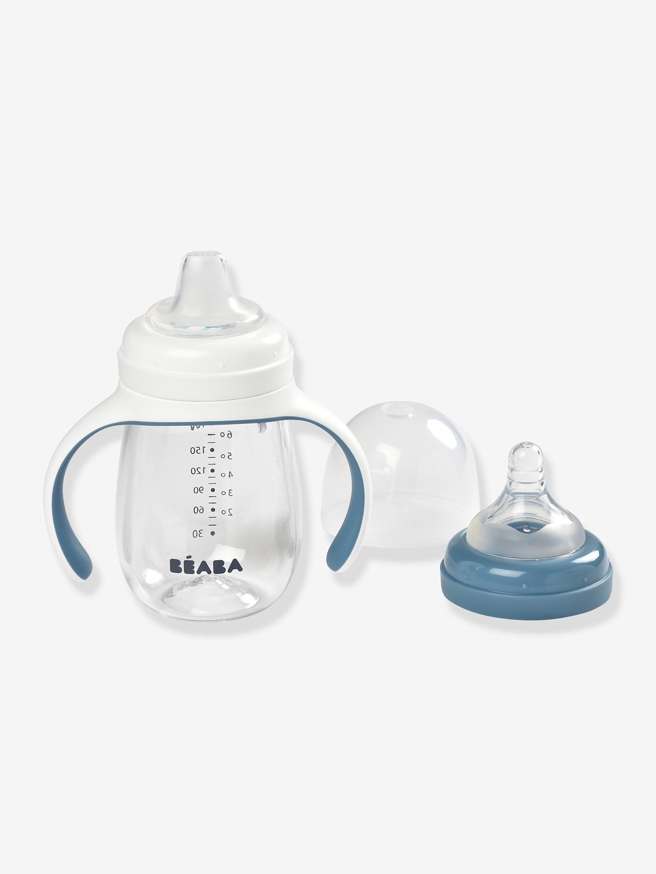 Garrafa de Treinamento 2 em 1 BEABA (210 ml) Média Azul Lisa
