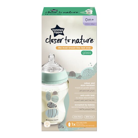 Biberon Closer to nature verre   Bleu        250 ml   de               Tommee Tippee