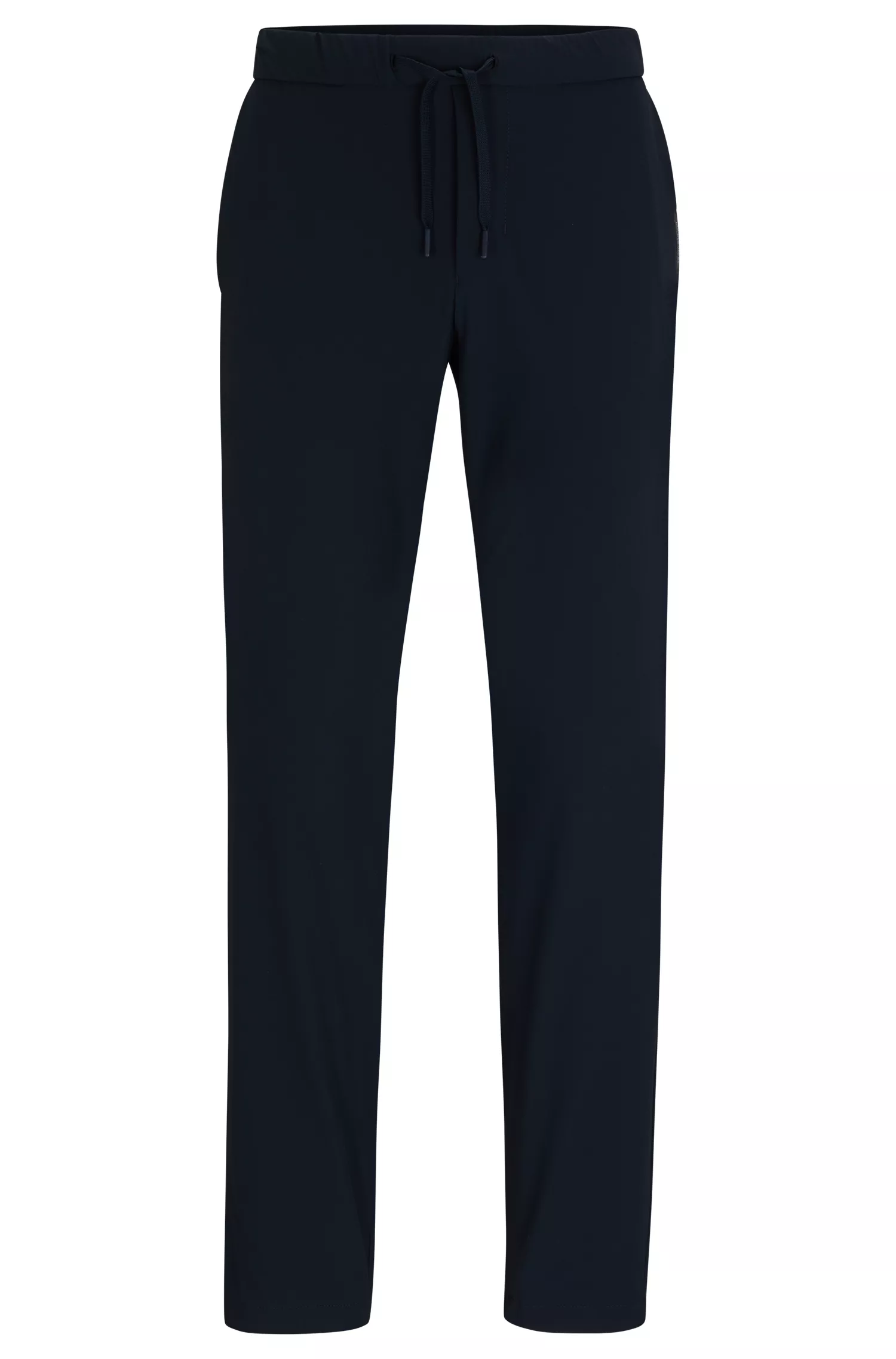 Calça chino BOSS verde-slim em tecido elástico repelente à água.