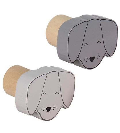 Smallstuff 2-pak Knager - Hund - ?5 cm - M?rkegr?/Lysegrå