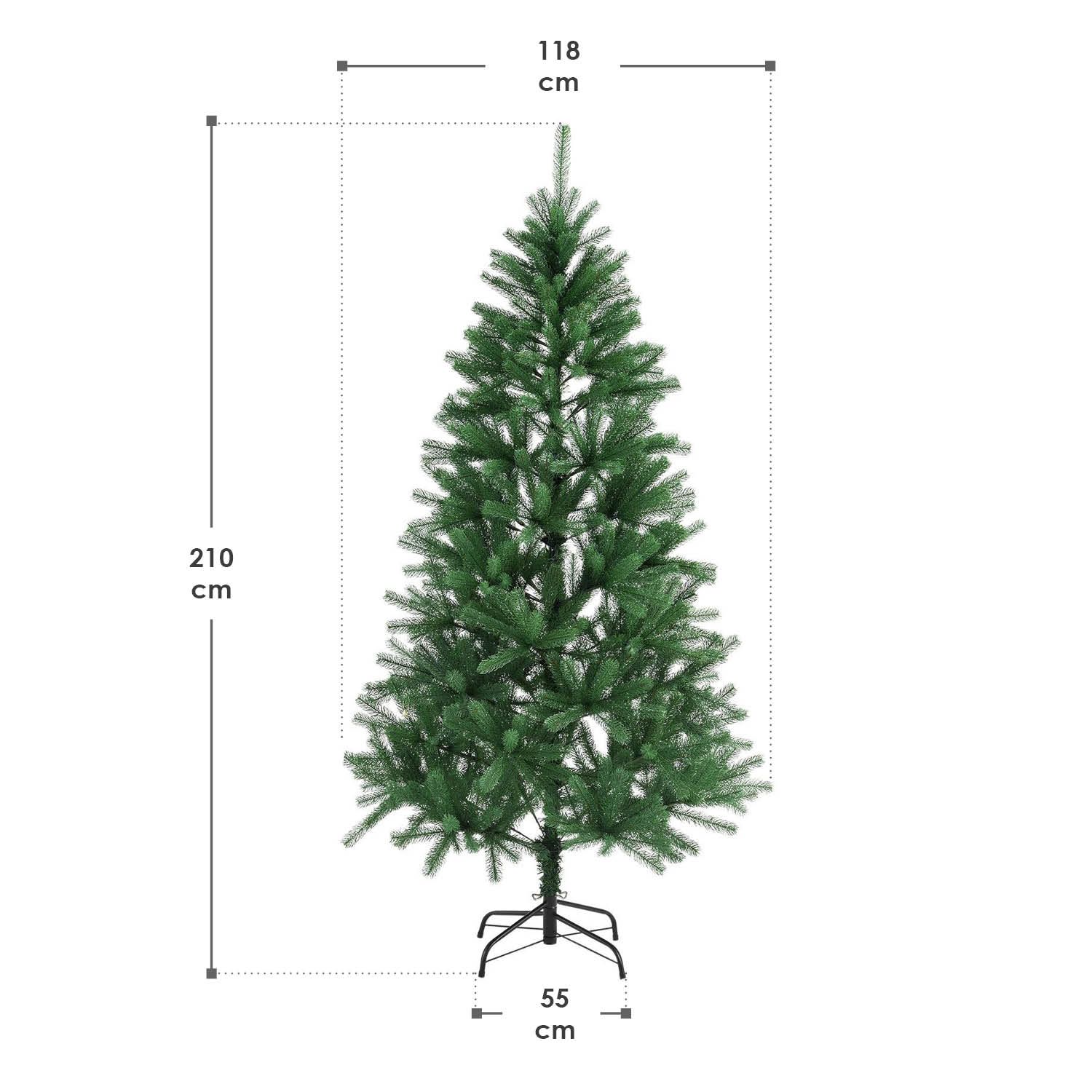 Juskys künstlicher Weihnachtsbaum 210 cm - Baum mit LED Beleuchtung & Ständer - Tannenbaum