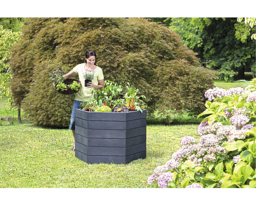 Klassieke verhoogde tuinbak GARANTIA ERGO verhoogde tuinbak L 75 incl. Flora waterbesparend systeem 110 x 110 x 75 cm steen