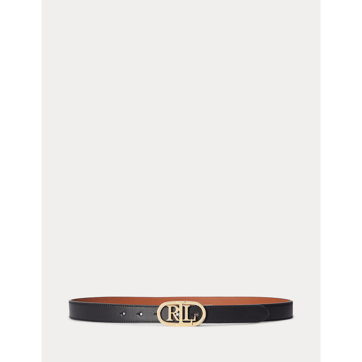 LAUREN RALPH LAUREN<br>Cinto reversível de couro com fivela LRL