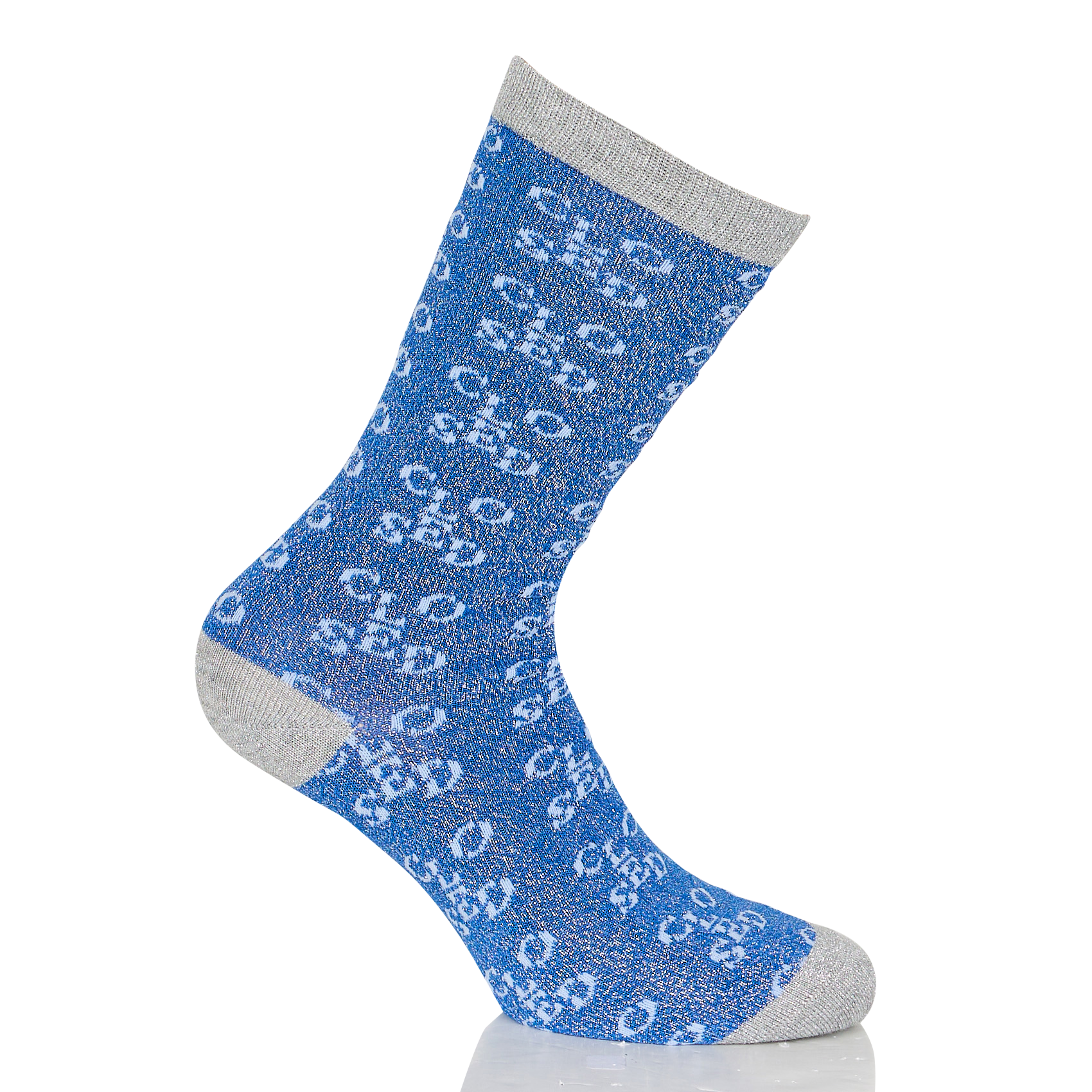 Chaussettes mi-hautes monogrammes brillantes | Bleu