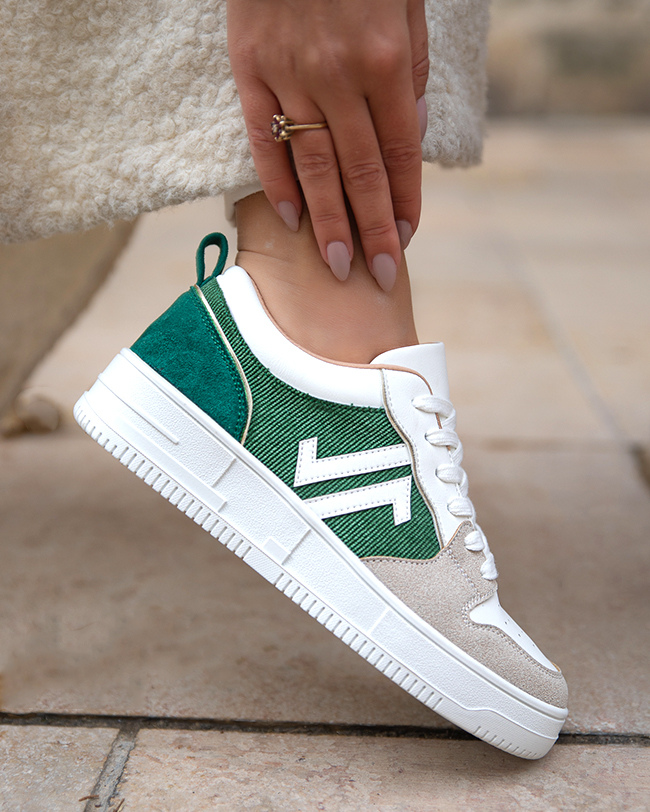 Basket femme verte à lacets - CL68 GREEN