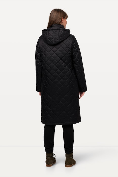 Steppmantel, Cordkragen, Kapuze, 2-Wege-Zipper
