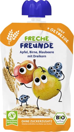 Freche Freunde Bio Quetschie „Apfel, Birne, Blaubeere & Dinkel\