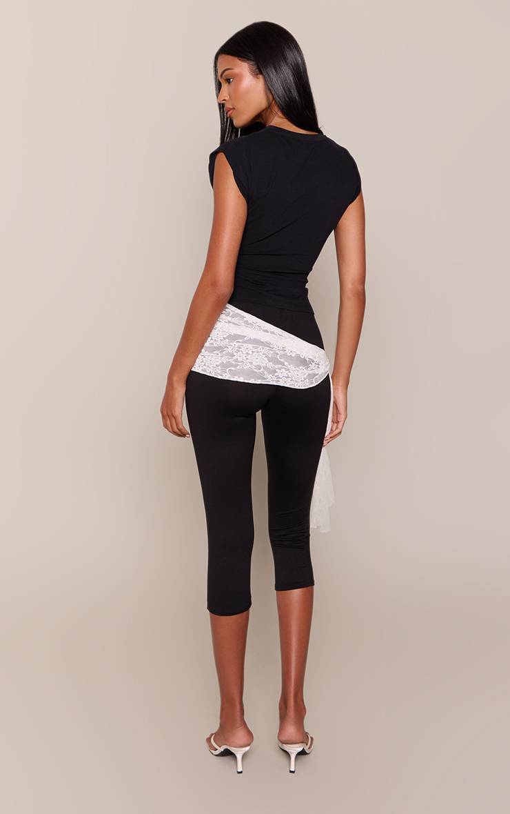 Noir Capri En Jersey Avec Détail De Lacet Noué - Coupe Tall