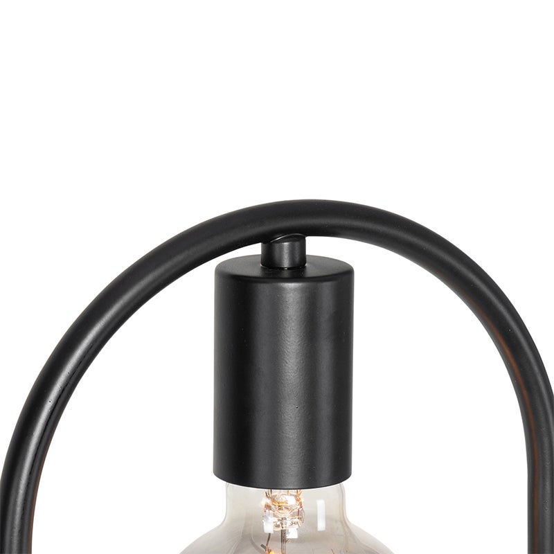 QAZQA - Moderne staande lamp, zwart met glas, 25 cm - Roslini I Woonkamer I Slaapkamer - Staal, langwerpig - LED-compatibel, E27