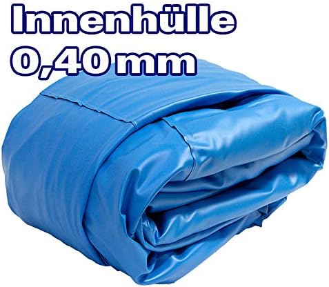 Pool Ersatzfolie Rund Ø 3,60 x 0,90 m Blau - Innenhülle Stärke 0,40 mm - Überlappend - Ohne Biese mit Übermaß gefertigt - UV-stabilisiert - Kältebeständig - Reißfest
