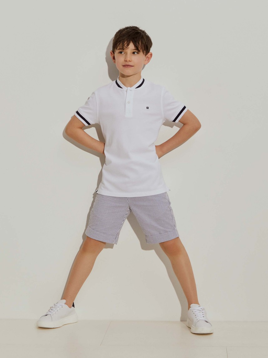 Polo piqué bicolor de algodão