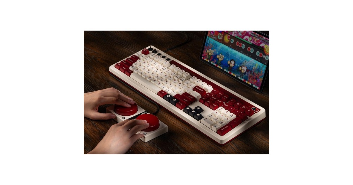 8BitDoRetro Mechanical Keyboard Fami Edition, gaming toetsenbord  (Beige/rood, US lay-out, Kailh Box White, Bluetooth Low Energy, Wireless 2.4G, USB)