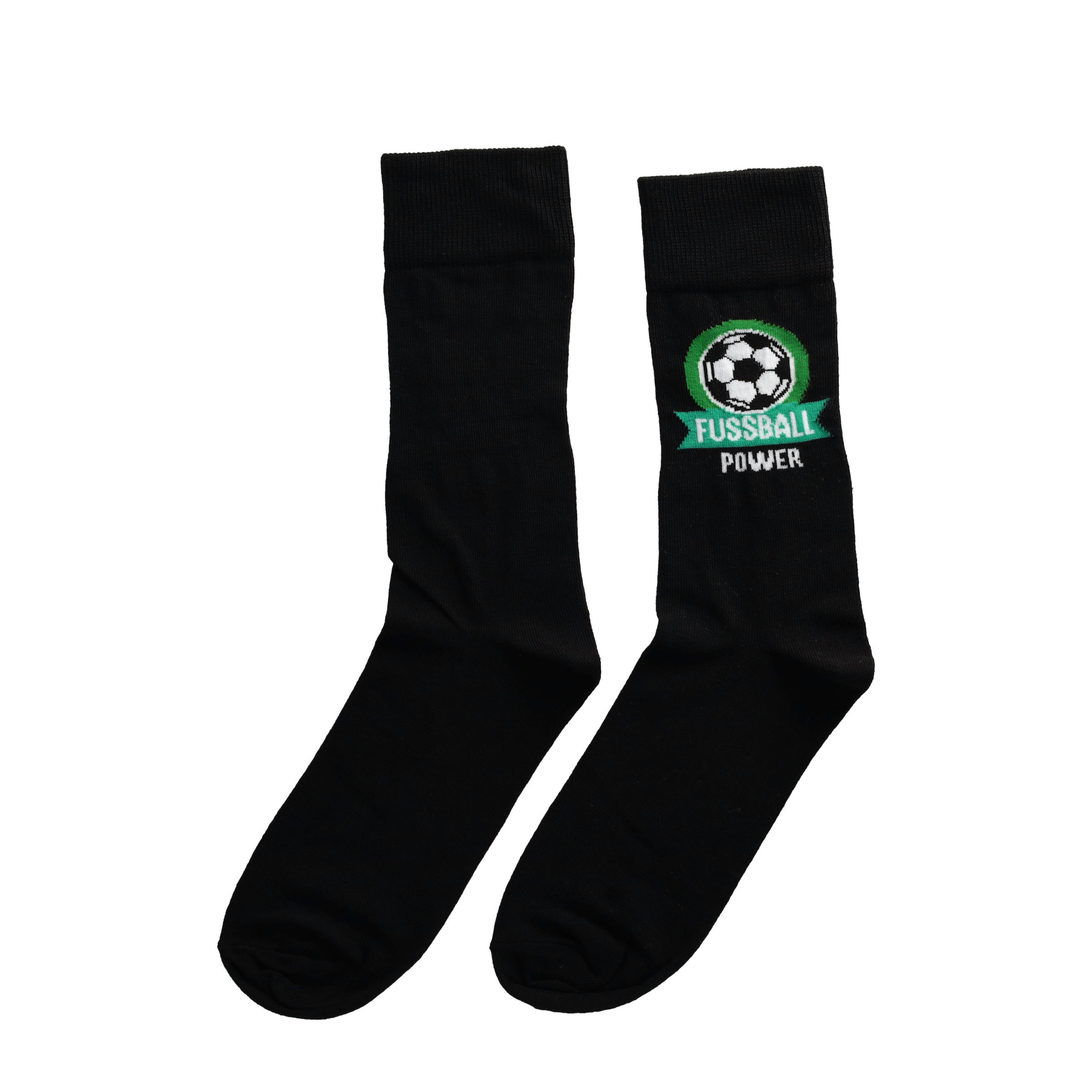 (1 Paar) Gr. 41-46 Baumwoll Socken Fussball Power Fashion Strümpfe - Schwarz / Grün