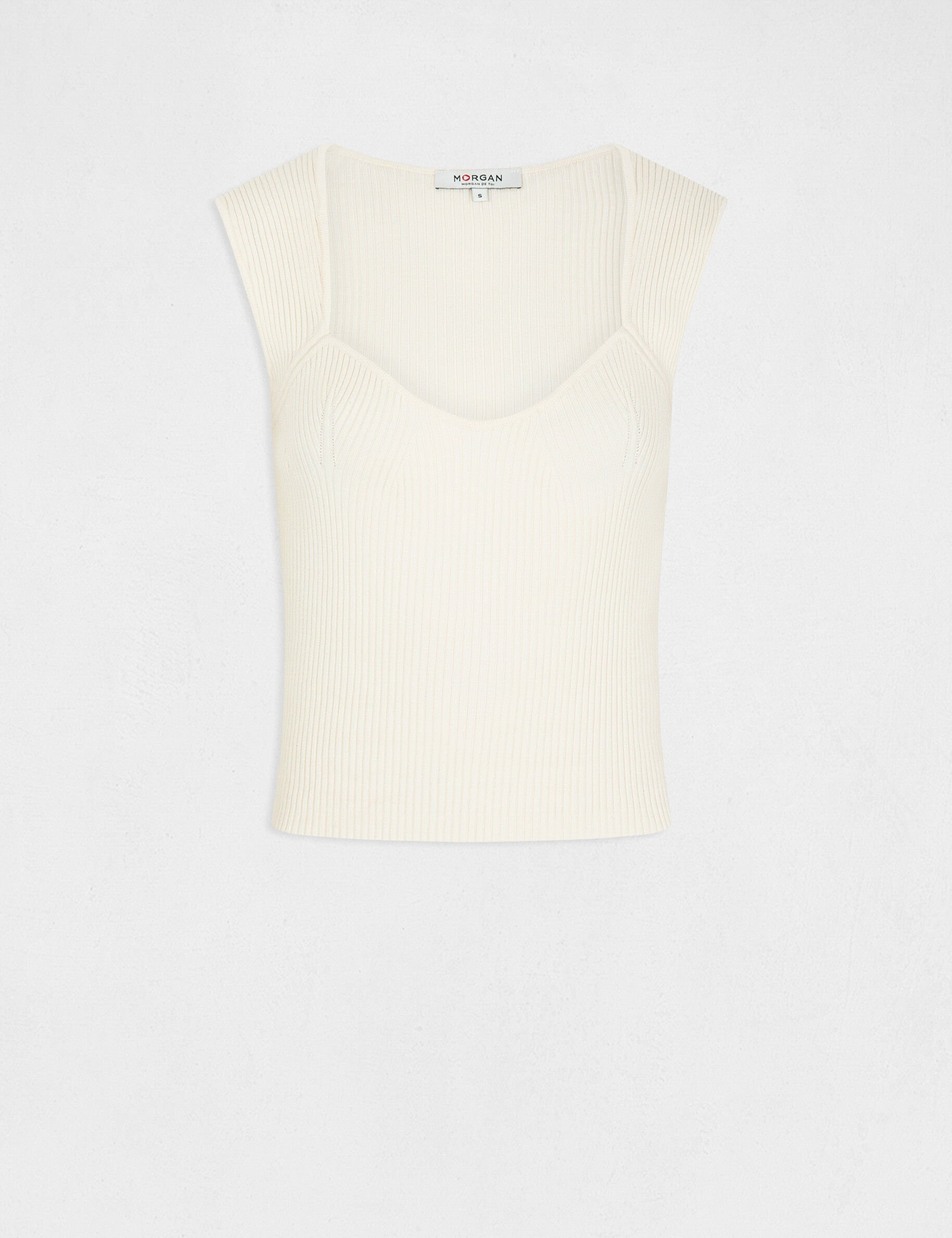 Pull débardeur encolure coeur ivoire femme - ivoire