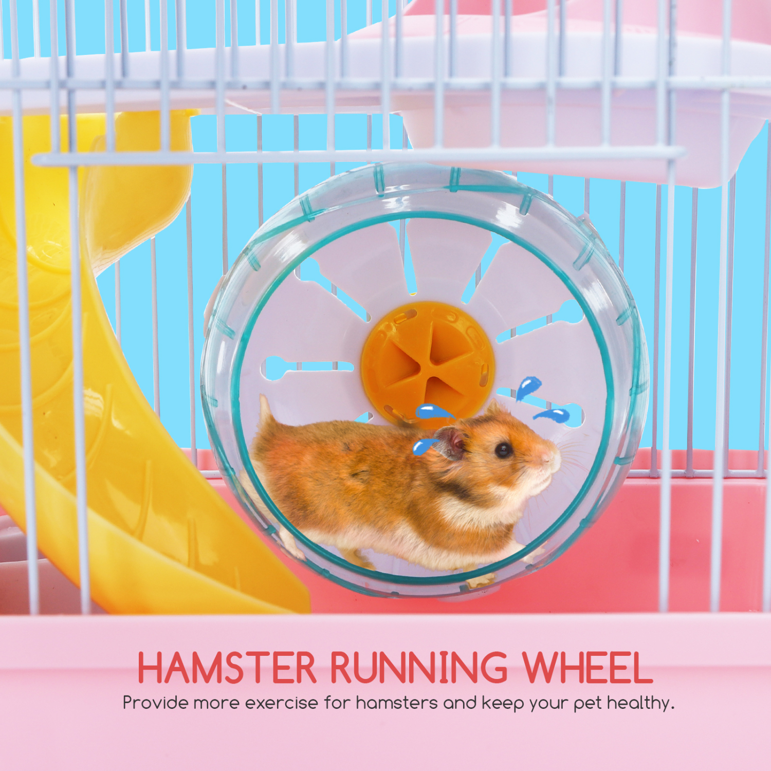 Nobleza - Gaiola para Hamster, Casinha para Pequenos Animais com 2 Andares, Roda, Bebedouro e Comedouro, C23*L17*A24CM (Rosa)
