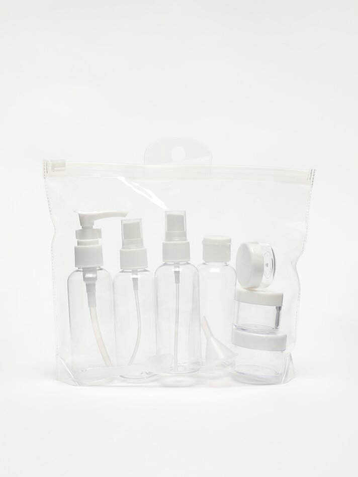 Conjunto de 7 recipientes de viagem reutilizáveis - Branco
