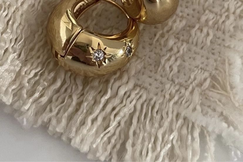 Hansha - 925 Sterling Zilveren Strass Hoepel Oorbel