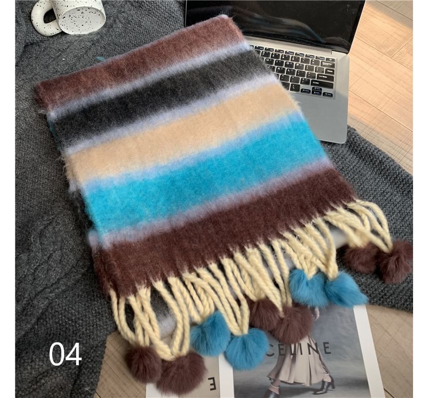 HATHOT - Color Block Chenille Ball Sjaal (Diverse ontwerpen)