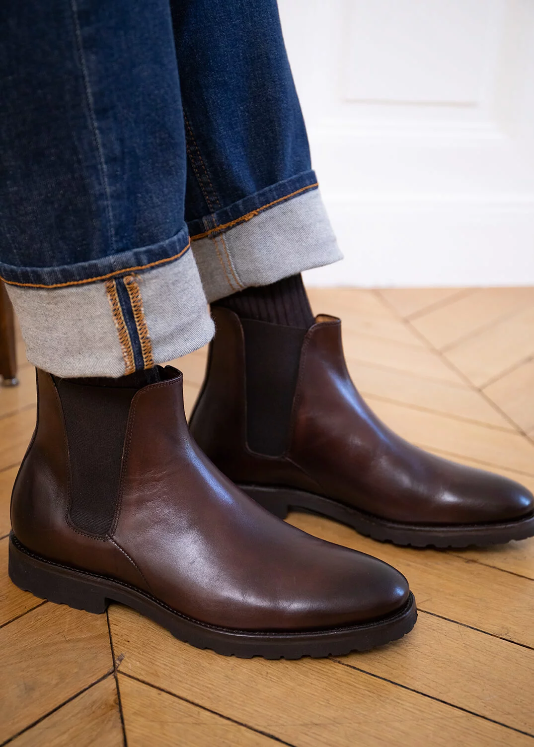 CHELSEA BOOTS PATRIZIO CUIR MARRON